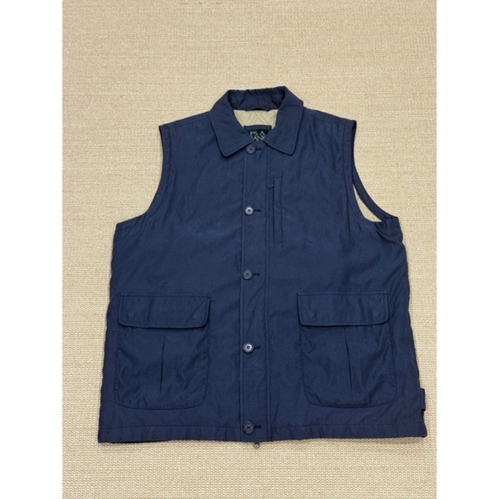 Jos. A. Bank Mens Traveler Vest Navy Blue Quilted Lined XL Utility Cargo Pockets